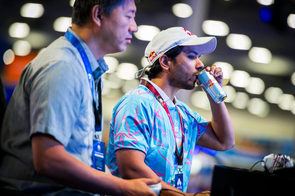 Arslan Ash drinks a Red Bull at Evo in Las Vegas, Nevada, USA on June 26, 2026. // Todd Gutierrez / Red Bull Content Pool // SI202606280026 // Usage for editorial use only //